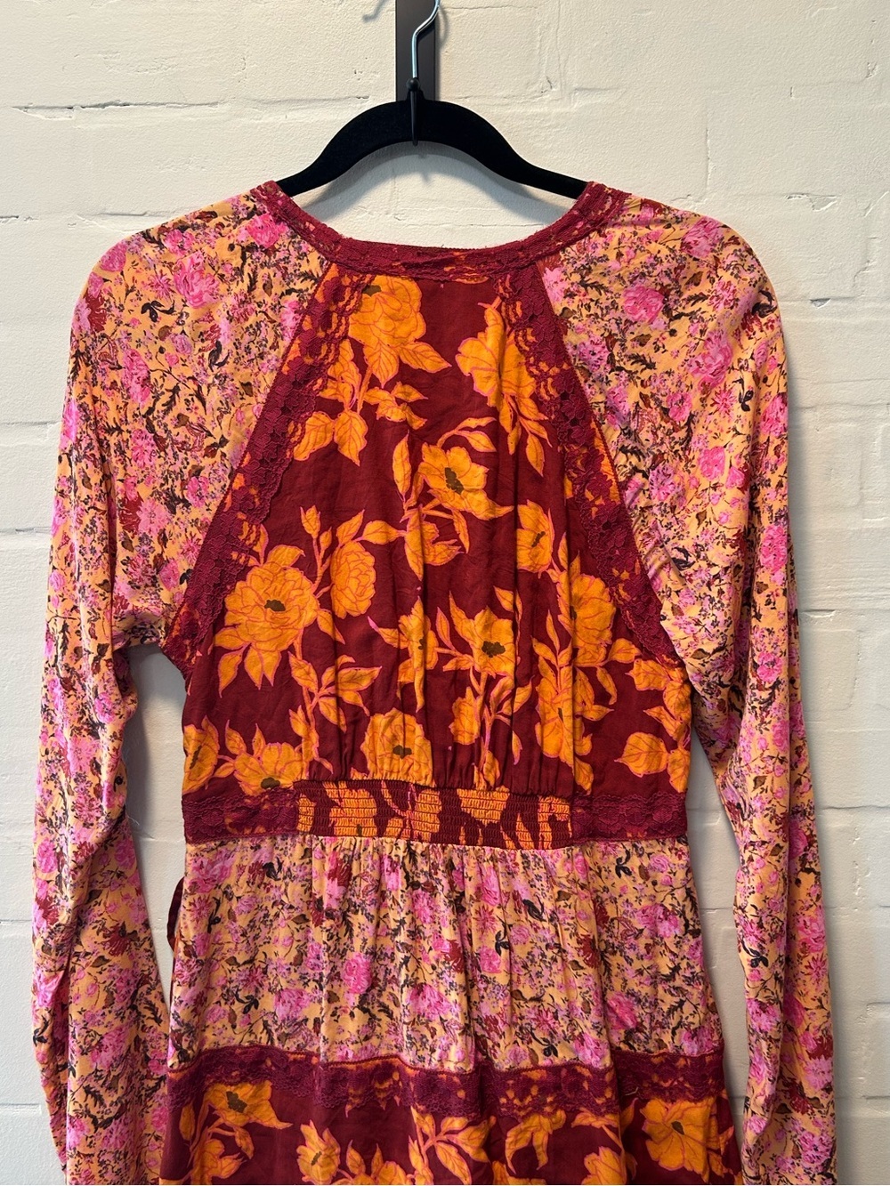 Free People Tilda Femme Combo Floral Faux Wrap Maxi Dress Size Small - Picture 10 of 13